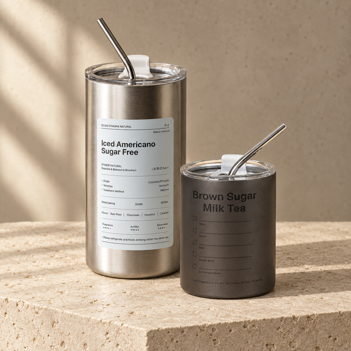 Mug Isotherme avec Paille en Inox – 600 ml
